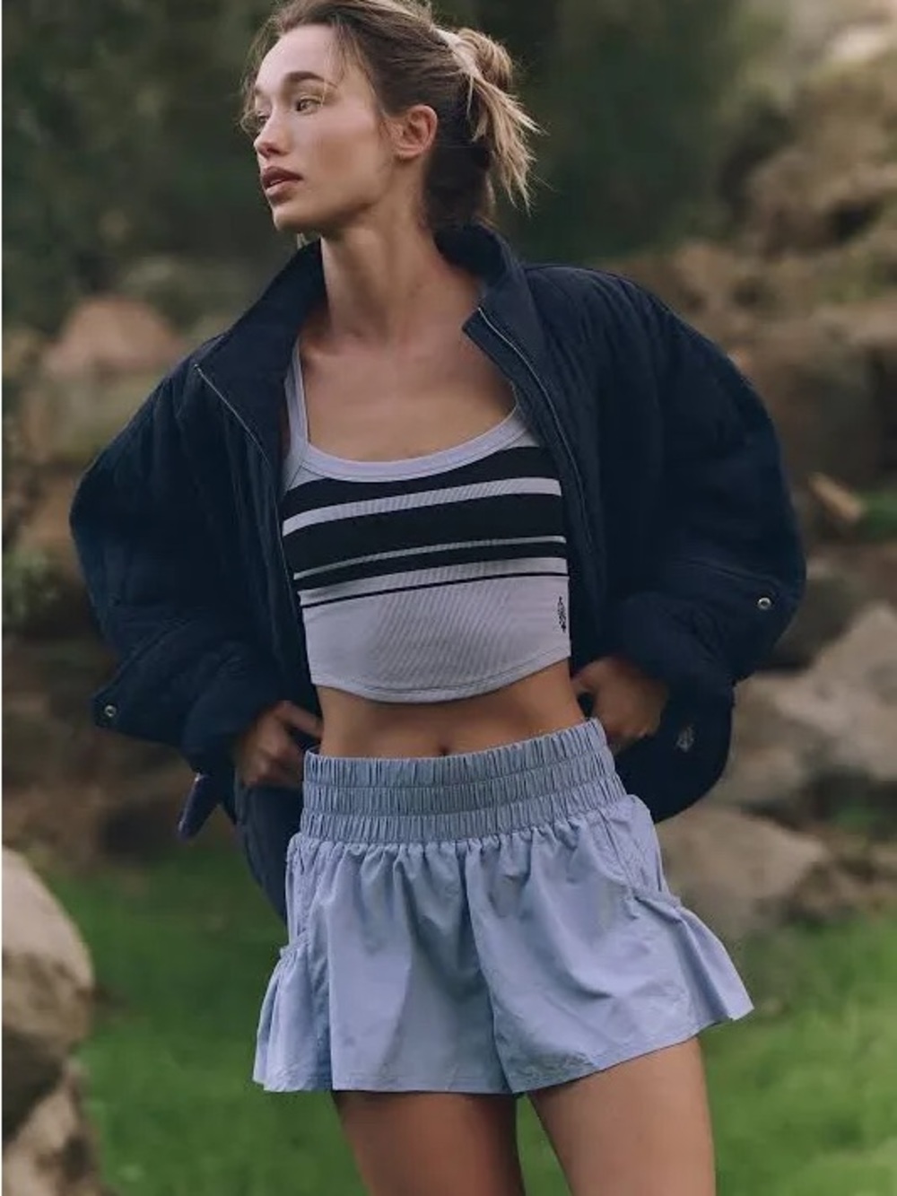 Free People Movement Get Your Flirt On Shorts Periwinkle Blue Medium